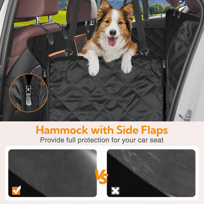 Dog Car Seat Cover for Back Seat,Waterproof Hammock with Mesh Window, Anti-Scratch Nonslip Car Seat Protector for Dogs, 600D Heavy Duty Dog Seat Cover for Cars Trucks and Suvs