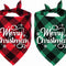 2 Pack Christmas Plaid Dog Bandanas, Merry Christmas Snowflake Holiday Plaid Dog Bandanas for Small Medium Dog Christmas Costume Decorations (Red & Green, White Merry Christmas)